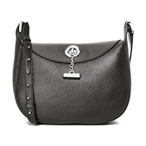 Botkier Waverly Black Leather Shoulder Crossbody Bag with silver toggle clasp